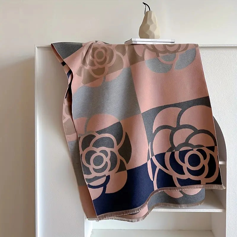 Écharpe Jacquard Rose Motifs Floraux - Style Audacieux et Confort