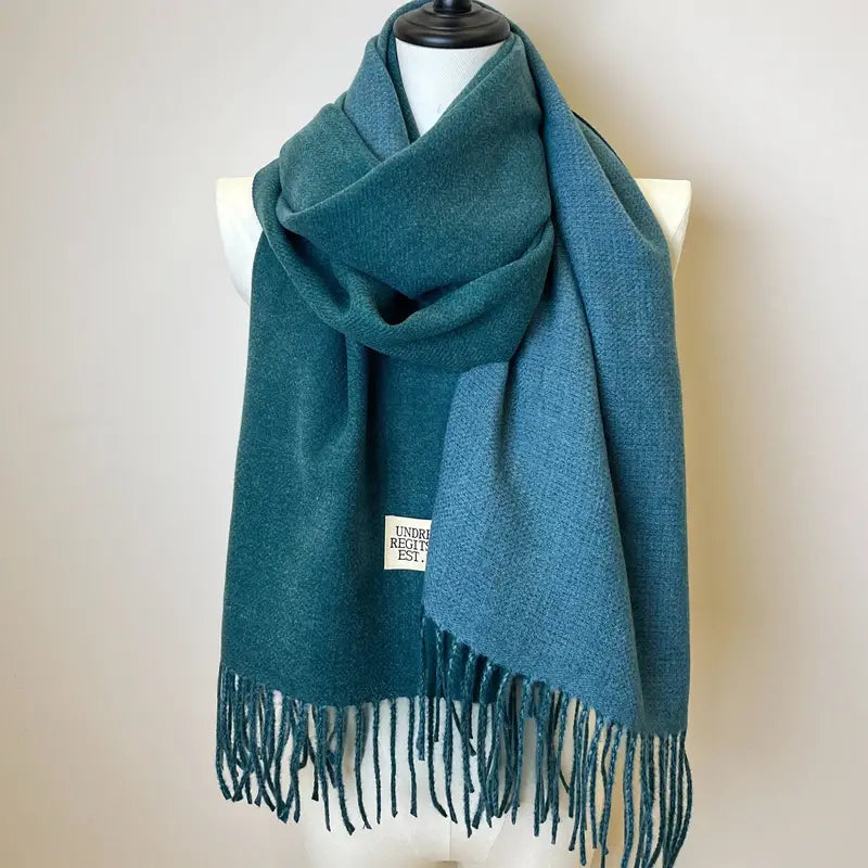 Écharpe Réversible Bicolore Ultra Douce Bleu - Chaleur et Polyvalence