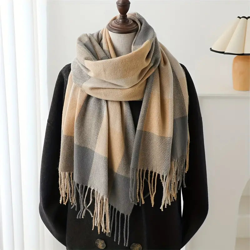 Écharpe à Carreaux Gris Douce et Confortable - Chaleur et Élégance pour toutes les occasions