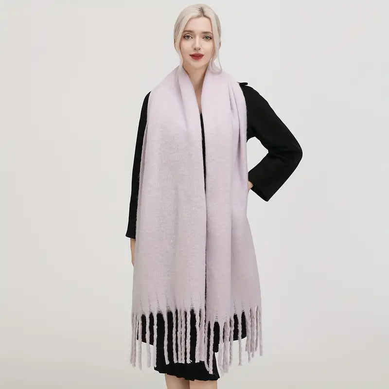 Écharpe Lavande à Franges Ultra Confortable - Style et Chaleur pour l'Hiver | Accessoire Mode Indispensable
