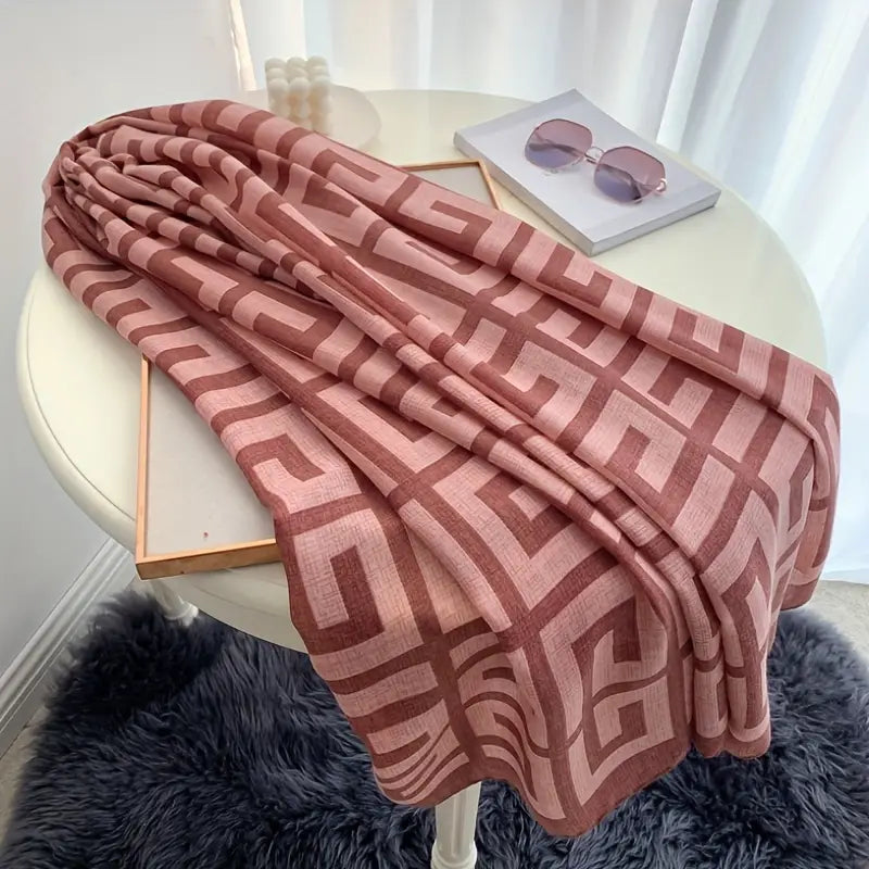 Foulard à Motifs Géométriques Rouge - Accessoire tendance, élégant et polyvalent