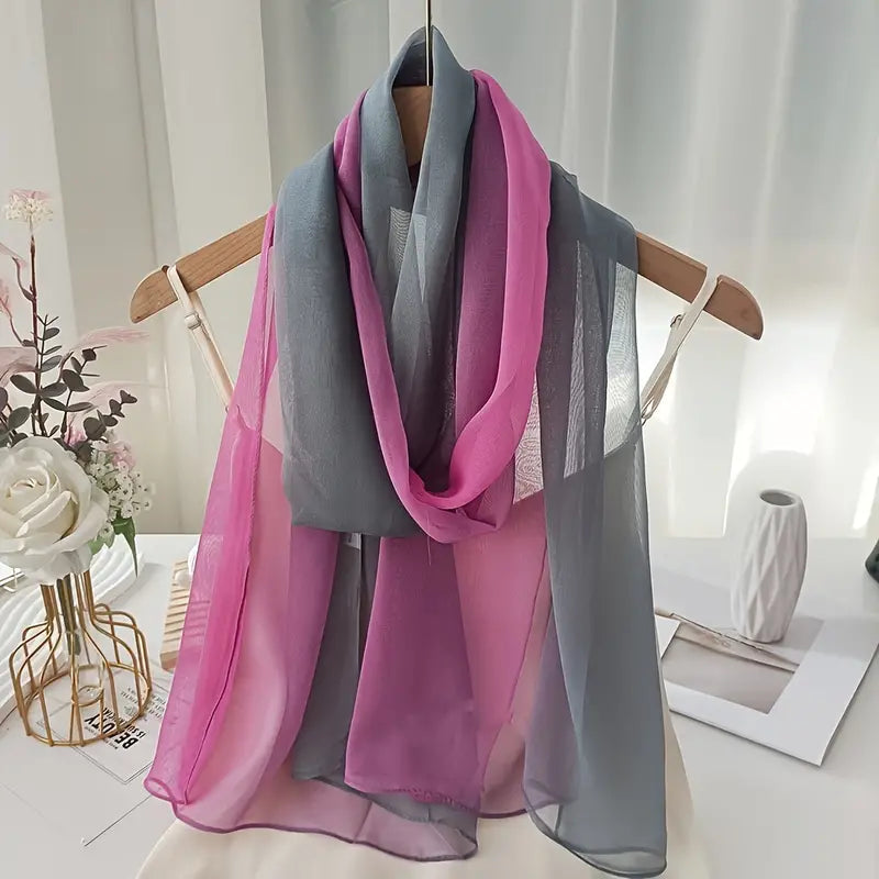 Foulard léger en mousseline dégradée gris et violet pour femme - Élégance et fluidité