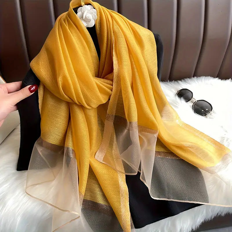Foulard léger et élégant en mousseline jaune - Accessoire chic et raffiné