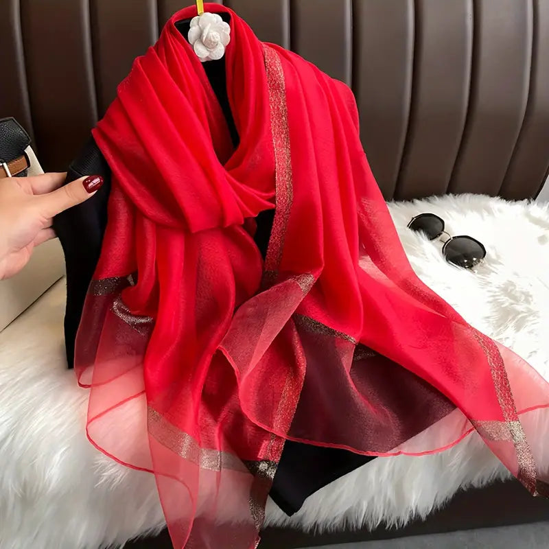 Foulard léger et élégant en mousseline rouge - Accessoire chic et raffiné