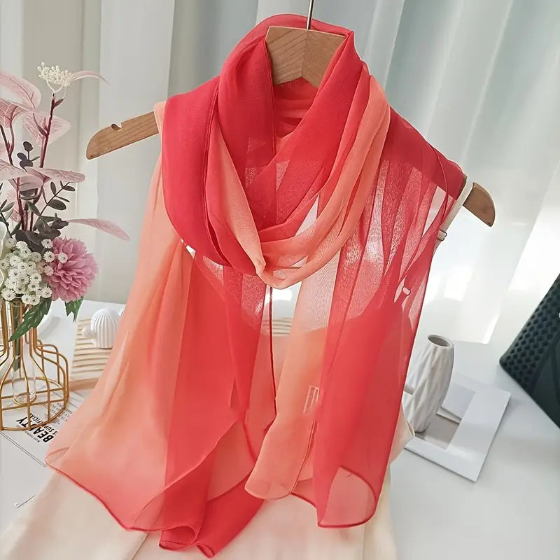Foulard léger en mousseline dégradée rouge pour femme - Élégance et fluidité