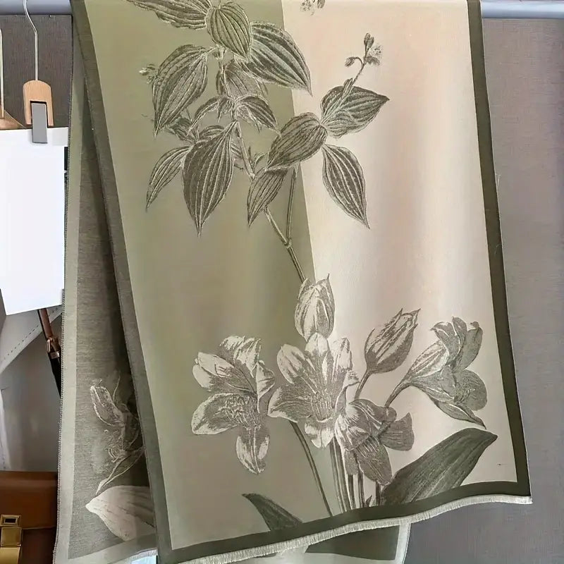 Foulard Élégant à Motifs Floraux Vert - Accessoire chic et tendance