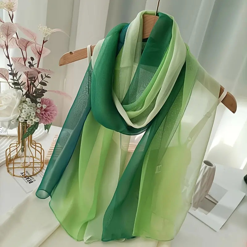 Foulard léger en mousseline dégradée vert pour femme - Élégance et fluidité