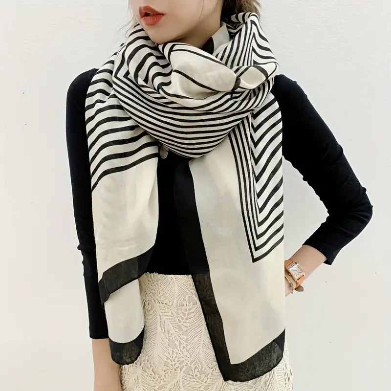Foulard à rayures élégant et léger blanc - Accessoire mode chic et intemporel