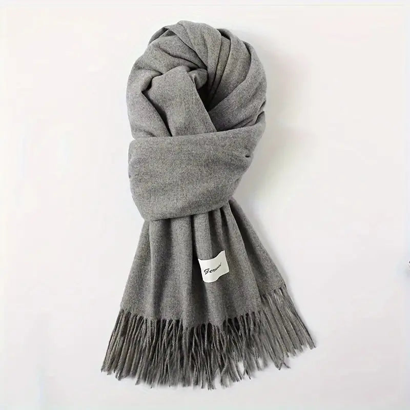 Écharpe Classique Ultra Douce Gris à Franges - Élégance et Confort au Quotidien