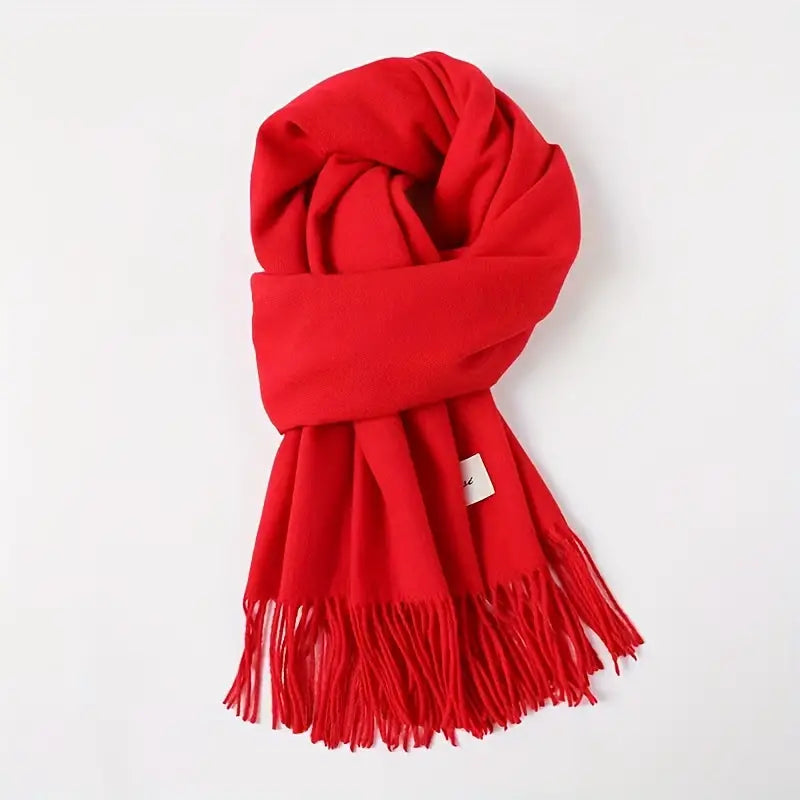 Écharpe Classique Ultra Douce Rouge à Franges - Élégance et Confort au Quotidien