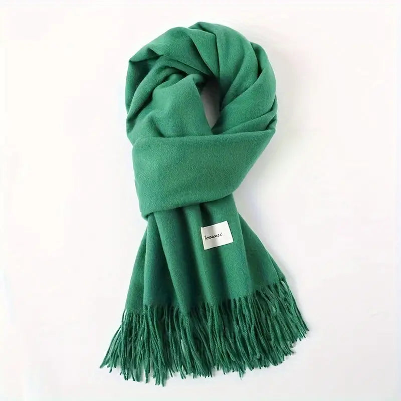 Écharpe Classique Ultra Douce Vert à Franges - Élégance et Confort au Quotidien