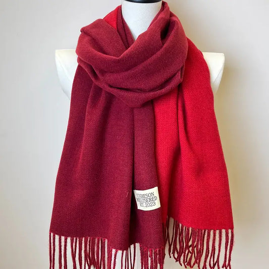 Écharpe Réversible Bicolore Ultra Douce Rouge - Chaleur et Polyvalence