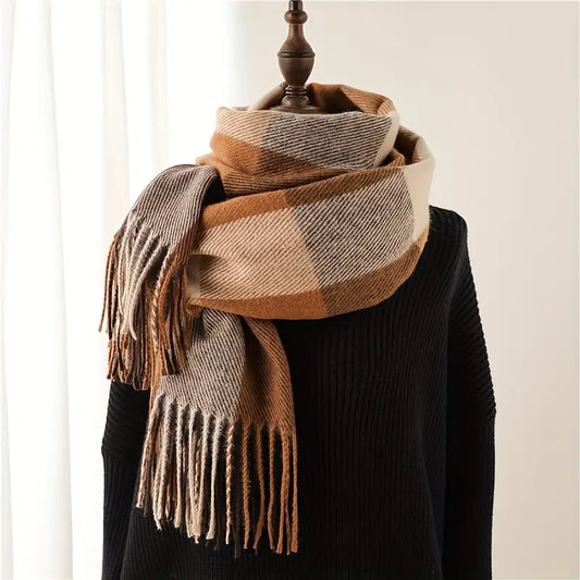 Écharpe à Carreaux Marron Douce et Confortable - Chaleur et Élégance pour toutes les occasions
