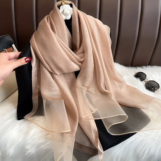 Foulard léger et élégant en mousseline kaki - Accessoire chic et raffiné