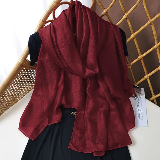Foulard en lin naturel léger bordeaux - Élégance raffinée et confort pour toutes les saisons
