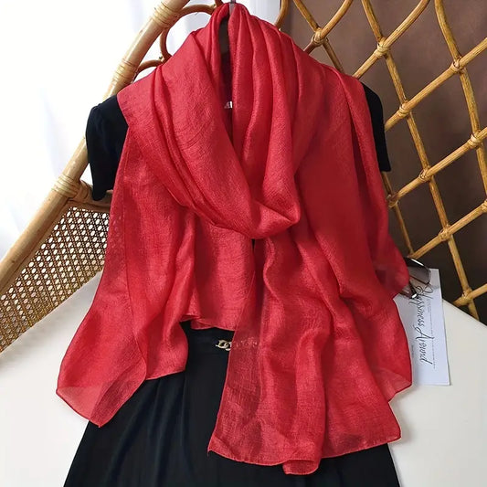 Foulard en lin naturel léger rouge - Élégance raffinée et confort pour toutes les saisons