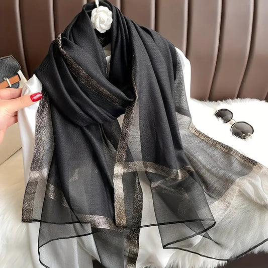 Foulard léger et élégant en mousseline noir - Accessoire chic et raffiné