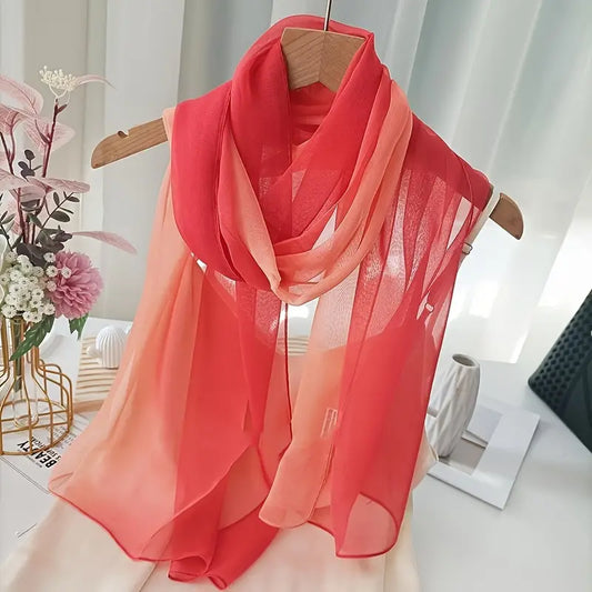 Foulard léger en mousseline dégradée rouge pour femme - Élégance et fluidité