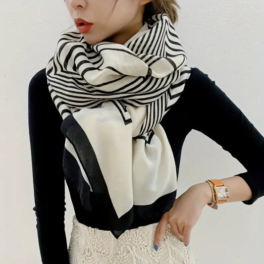 Foulard à rayures élégant et léger blanc - Accessoire mode chic et intemporel