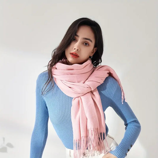 Écharpe Classique Ultra Douce Rose à Franges - Élégance et Confort au Quotidien